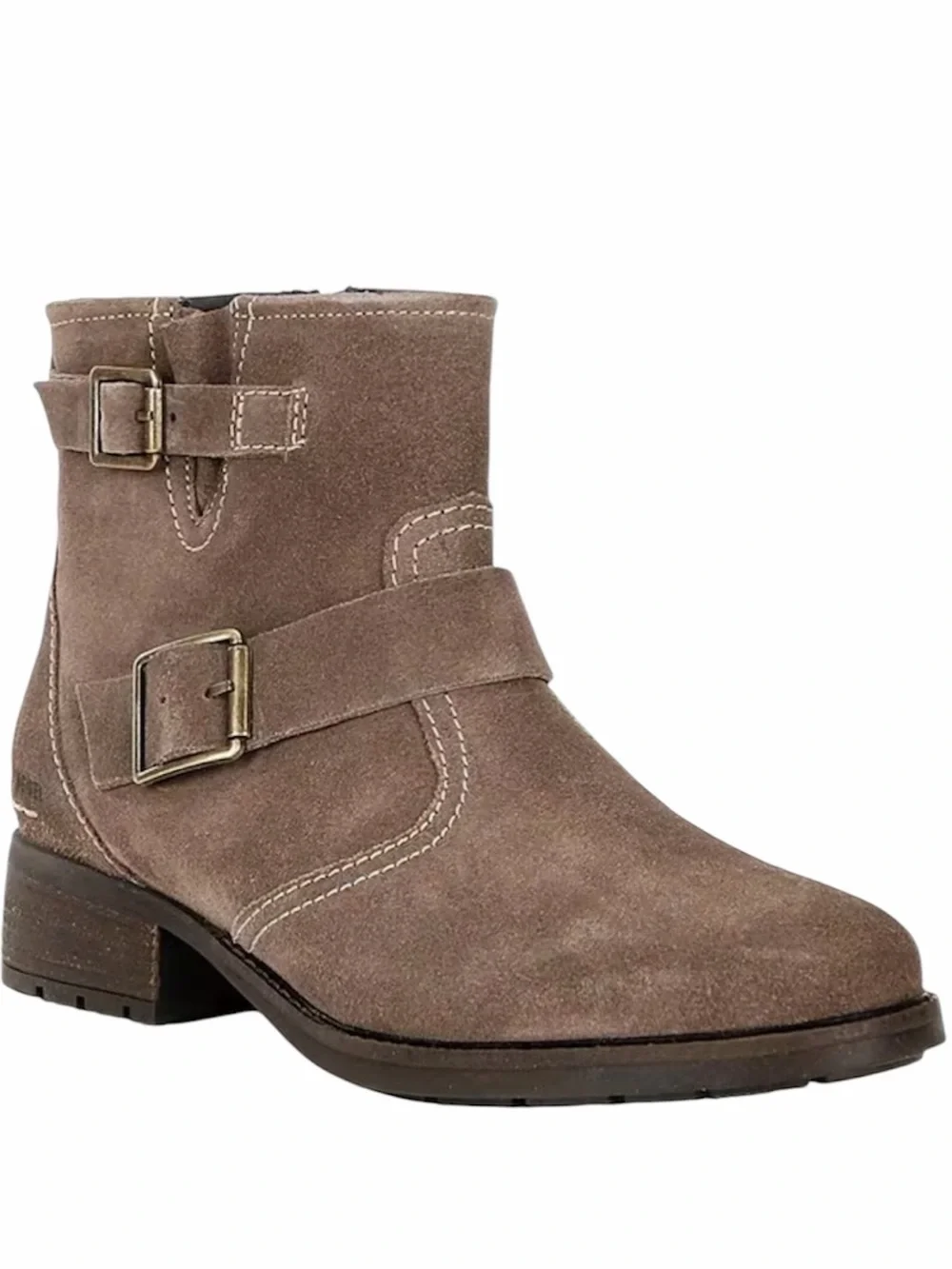 Josef Seibel Kate 21 Taupe Nubuck Buckle Hardware Booties 41 / US 10-10.5 NWOB